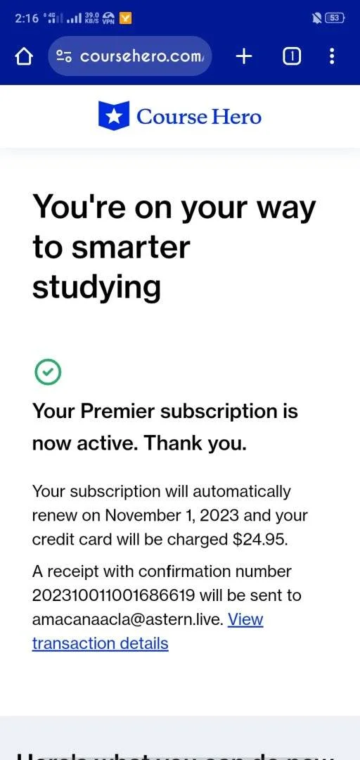 Coursehero Premier 1 Month ×3