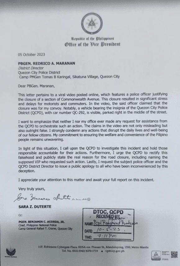 VP Sara walang kinalaman?