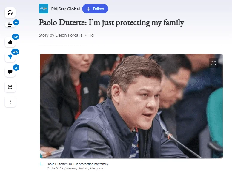 Paolo Duterte: I'm just protecting my family