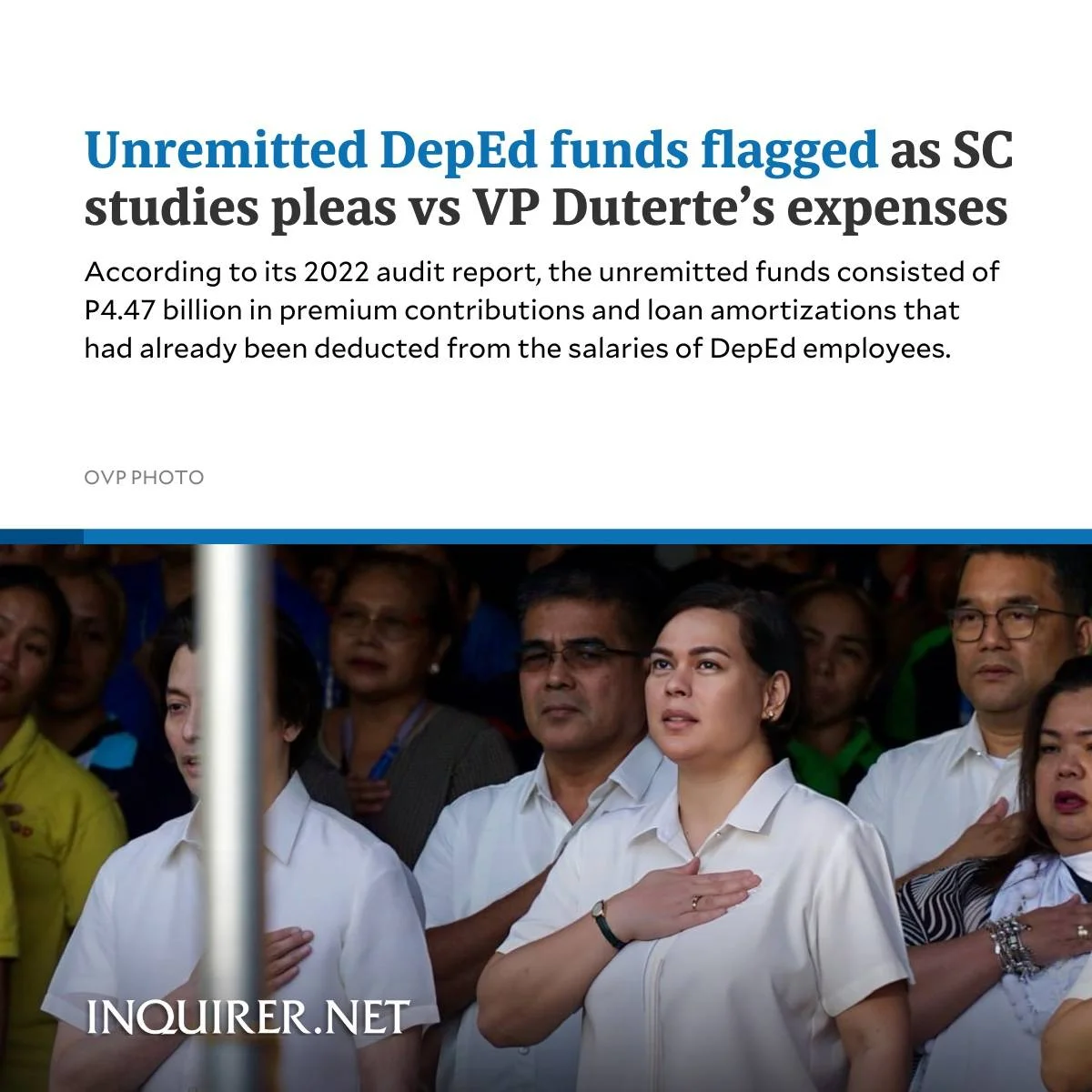 Unremitted DepEd funds flagged as SC studies pleas vs VP Duterte's expenses