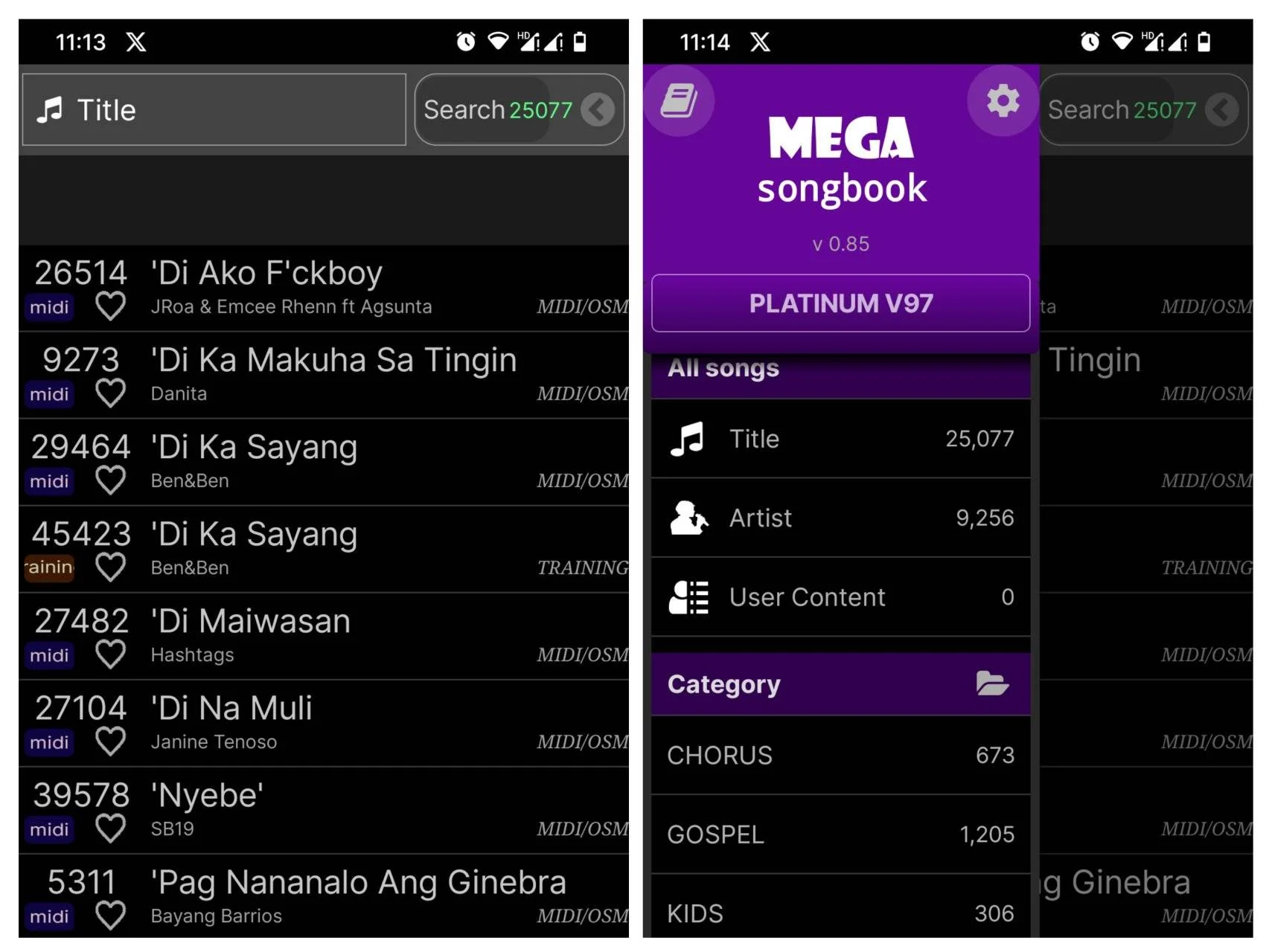 Platinum Piano XL SD v97 Digital songbook database for MEGA songbook app