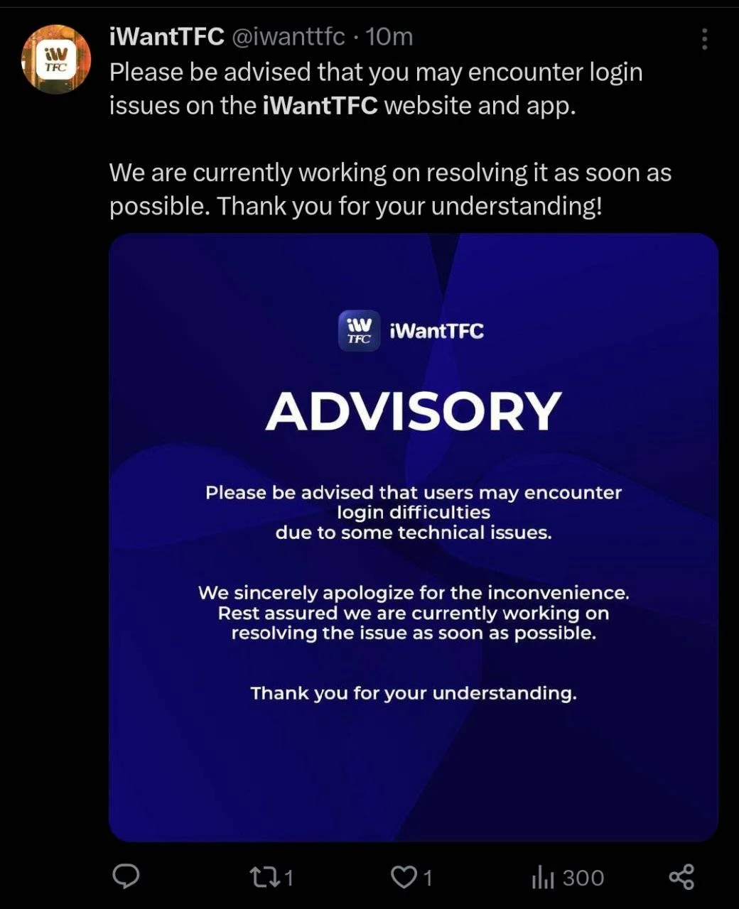 Official Statement ng IWantTFC
