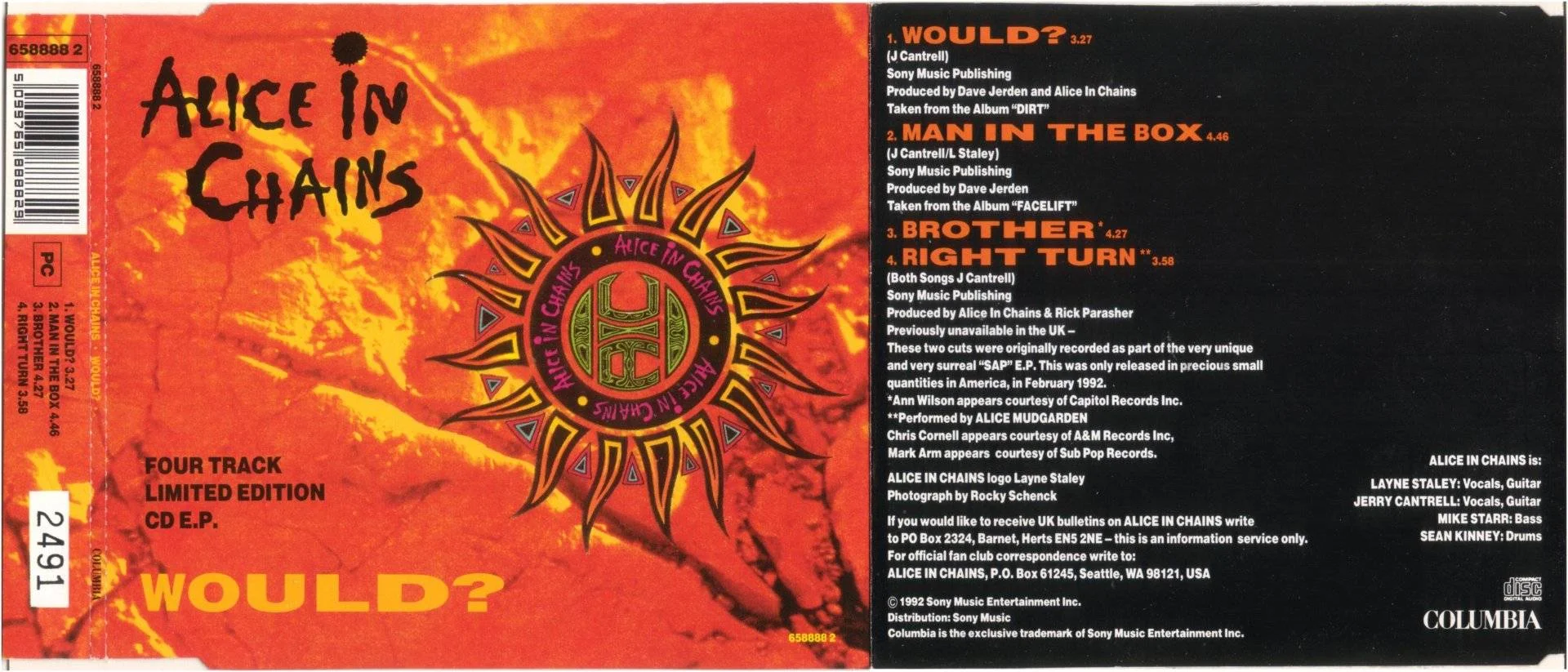 Alice In Chains - [ 1992 ] - Would (Ltd. Ed. UK) (EP) - [ FLAC (tracks + .cue) + Scans ]