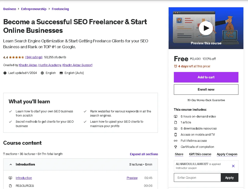 Free Udemy Course: Become a Successful SEO Freelancer & Start Online Businesses