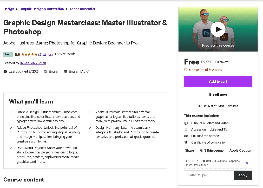 Free Udemy Course: Graphic Design Masterclass: Master Illustrator & Photoshop