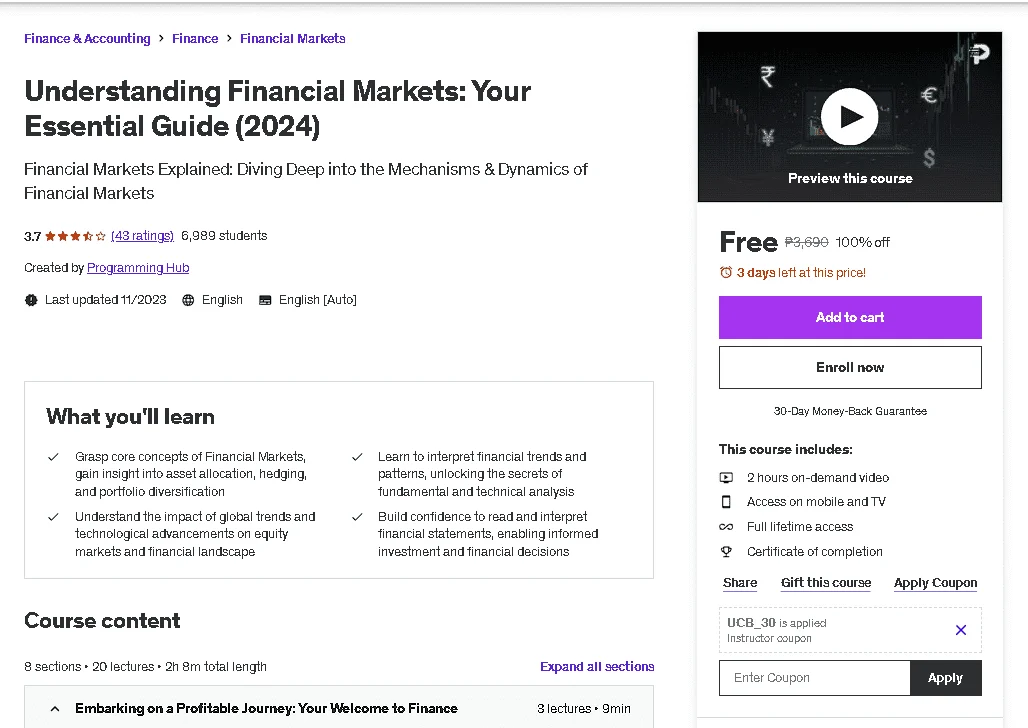 Free Udemy Course: Understanding Financial Markets: Your Essential Guide (2024)