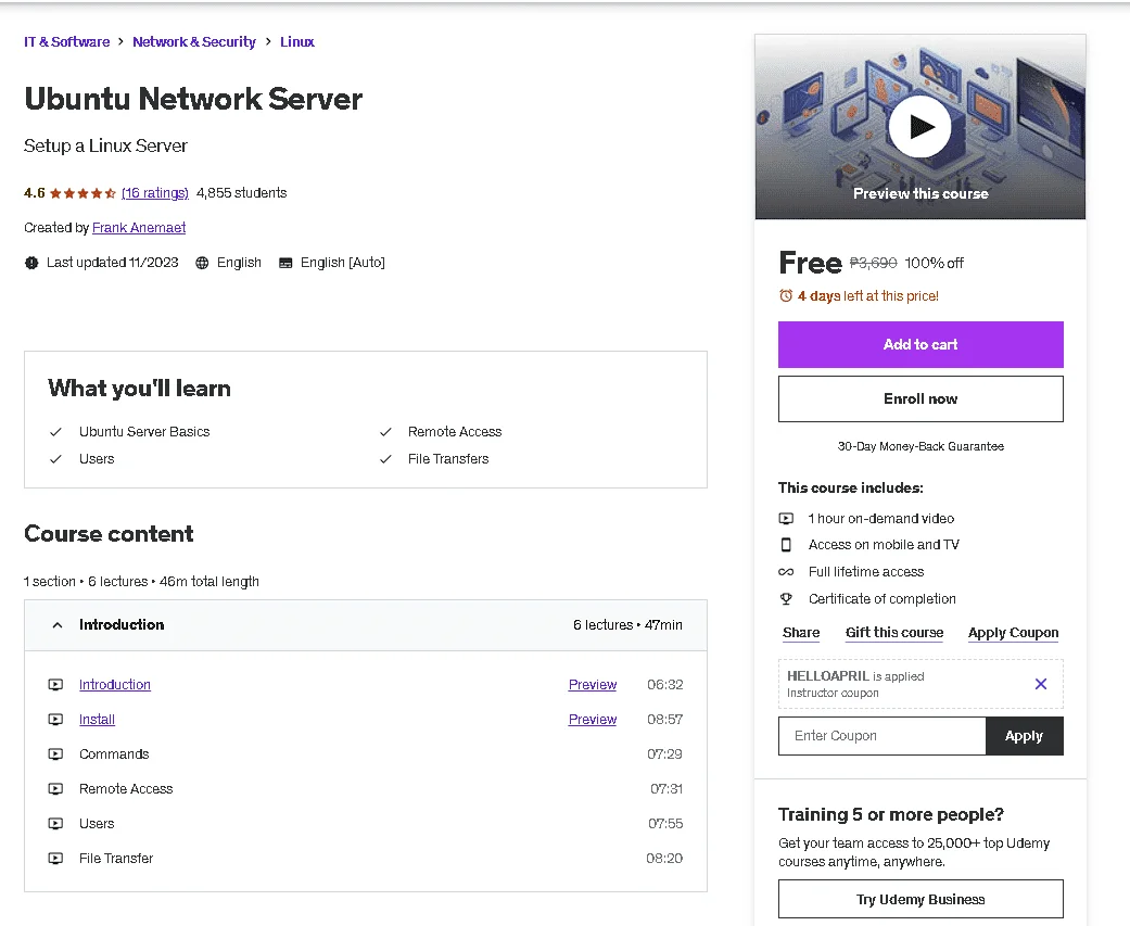 Free Udemy Course: Ubuntu Network Server