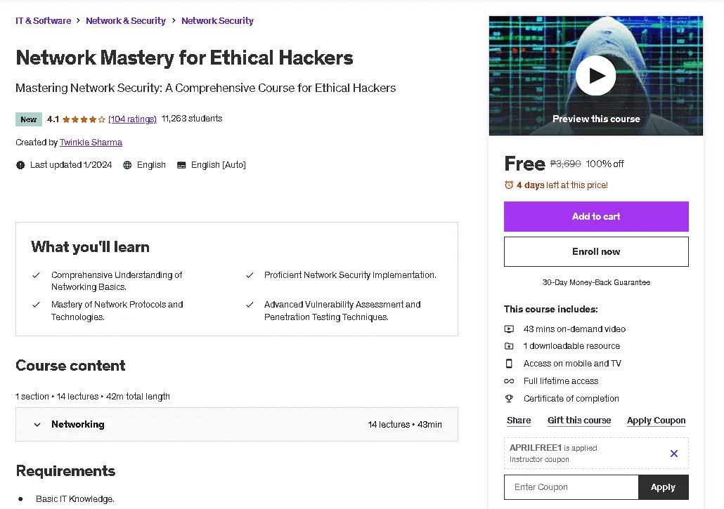 Free Udemy Course: Network Mastery for Ethical häçkers