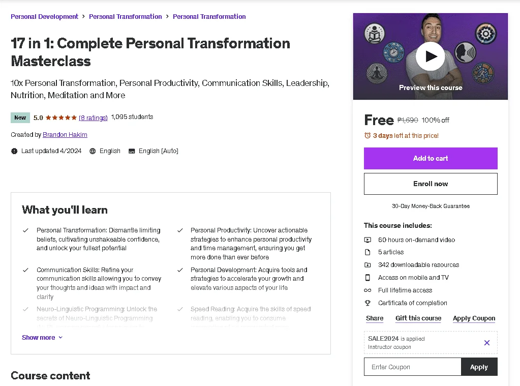 Free Udemy Course: 17 in 1: Complete Personal Transformation Masterclass