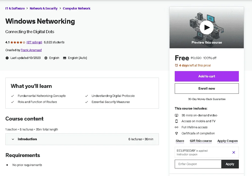 Free Udemy Course: Windows Networking