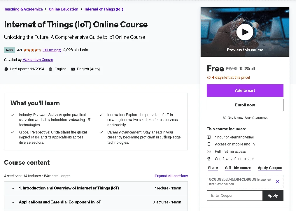 Free Udemy Course: Internet of Things (IoT) Online Course