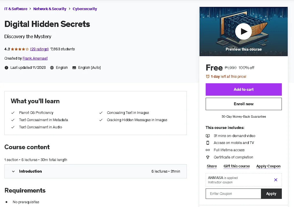Free Udemy Course: Digital Hidden Secrets