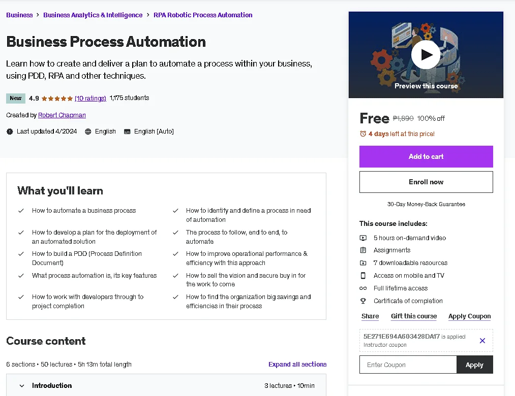 Free Udemy Course: Business Process Automation