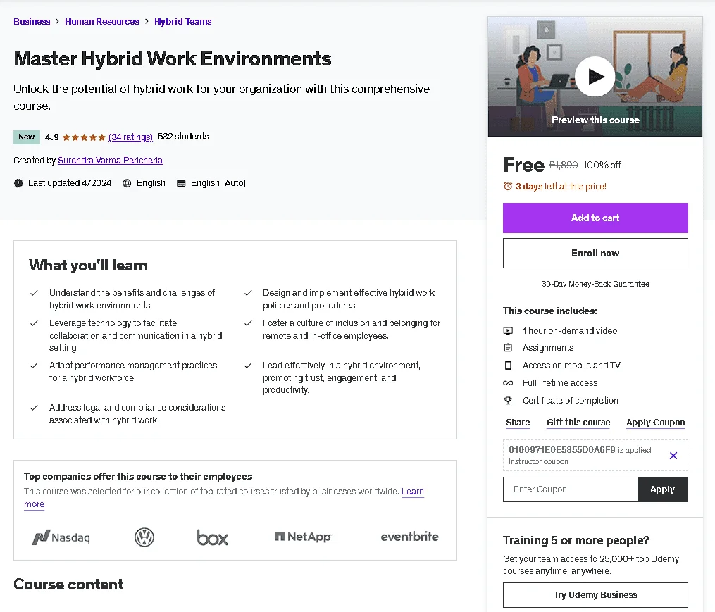 Free Udemy Course: Master Hybrid Work Environments