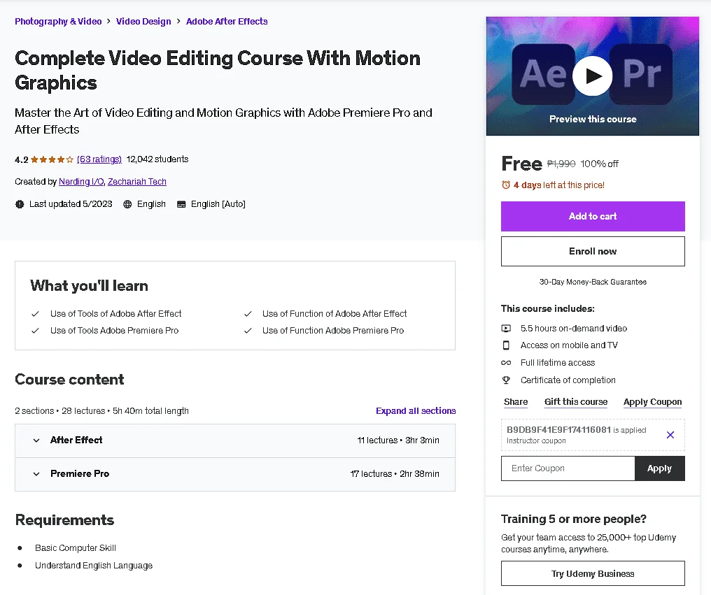 Free Udemy Course: Complete Video Editing Course With Motion Graphics