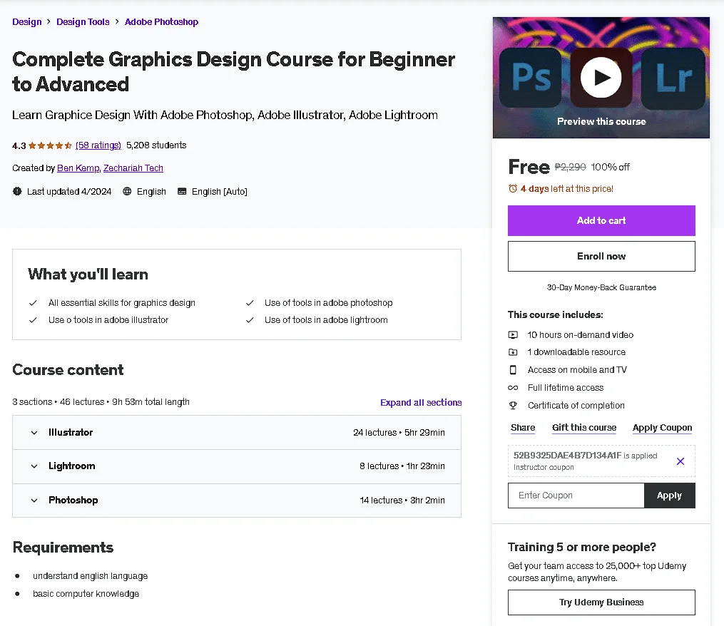 Free Udemy Course: Complete Graphics Design Course for Beginner to Advanced