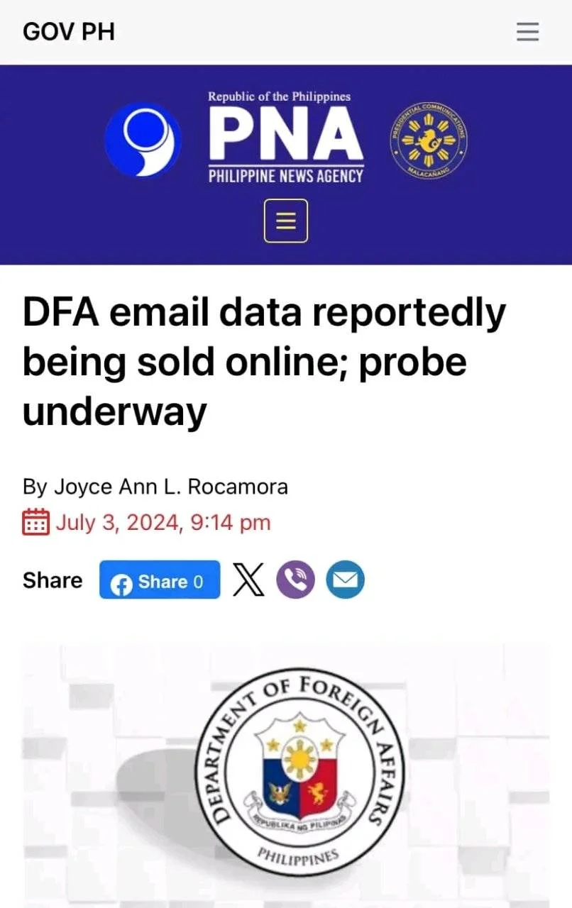 DFA Email Data Breach