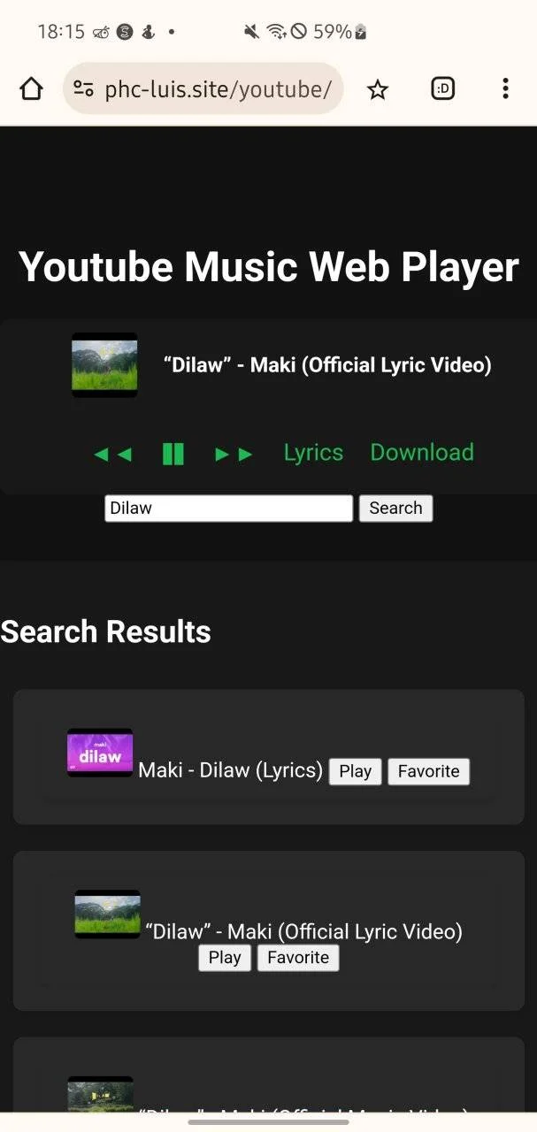 Under Development YT Web Music Player