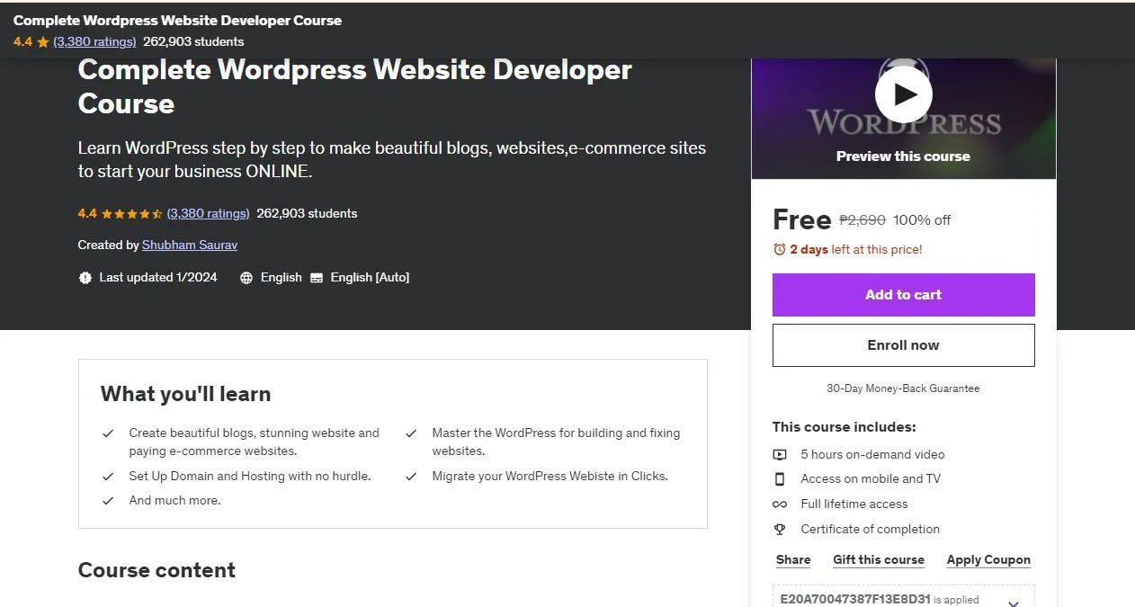 complete wordpress Web Developer Course.webp