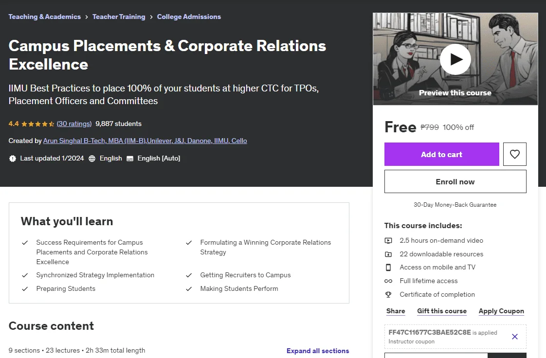 Udemy: Campus Placements & Corporate Relations Excellence