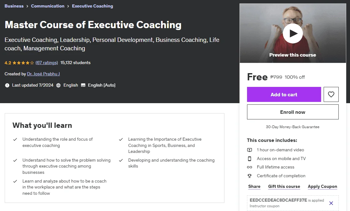 Udemy: Master Course of Executive Coaching