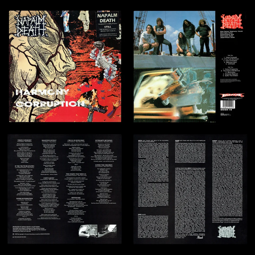 LP/VINYL (Digitized) | HR/HF FLAC 24-Bit 192.0 kHz - NAPALM DEATH - 1990 - Harmony Corruption (MOSH 19) (First Press)