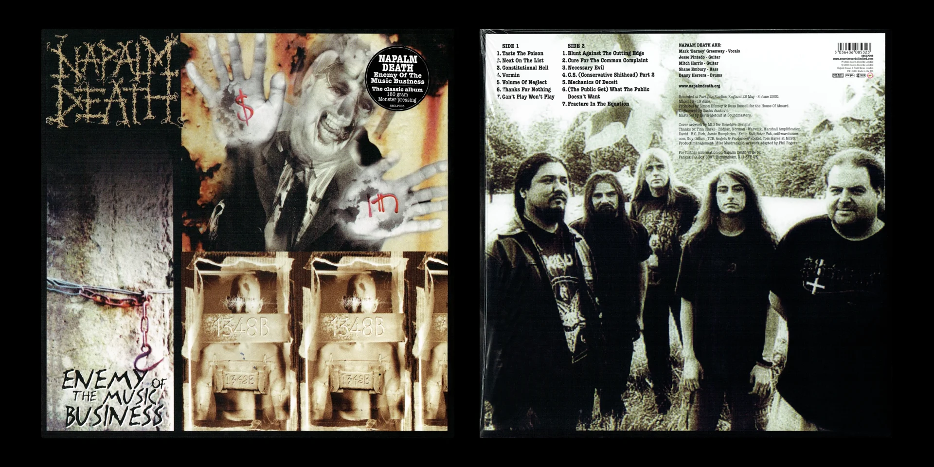 LP/VINYL (Digitized) | HR/HF FLAC 24-Bit 192.0 kHz - NAPALM DEATH - 2000 (2013) - Enemy Of The Music Business (SECLP005) (Reissue)