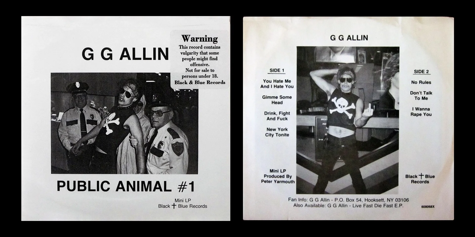 LP/VINYL (Digitized) | FLAC 24-Bit 96.0 kHz - GG Allin - 1987 - Public Animal #1