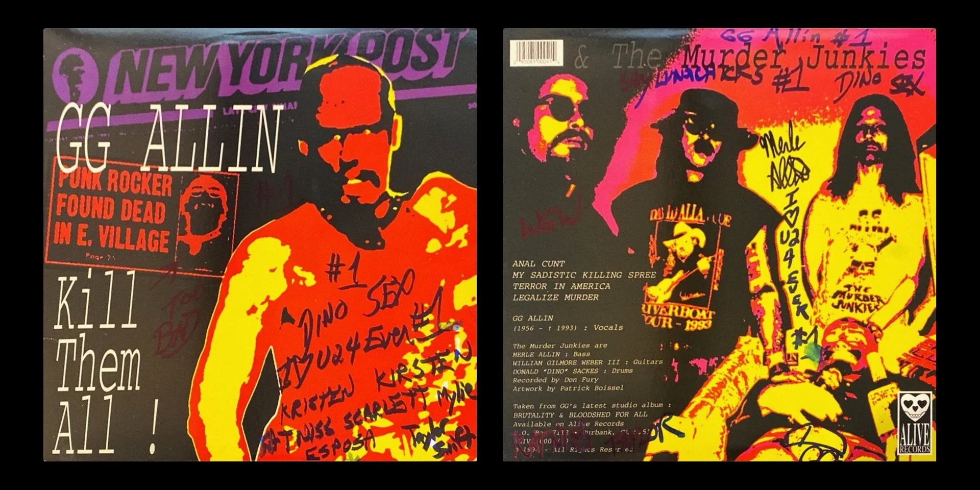 LP/VINYL (Digitized) | FLAC 24-Bit 96.0 kHz - GG Allin & The Murder Junkies - 1994 - Kill Them All!