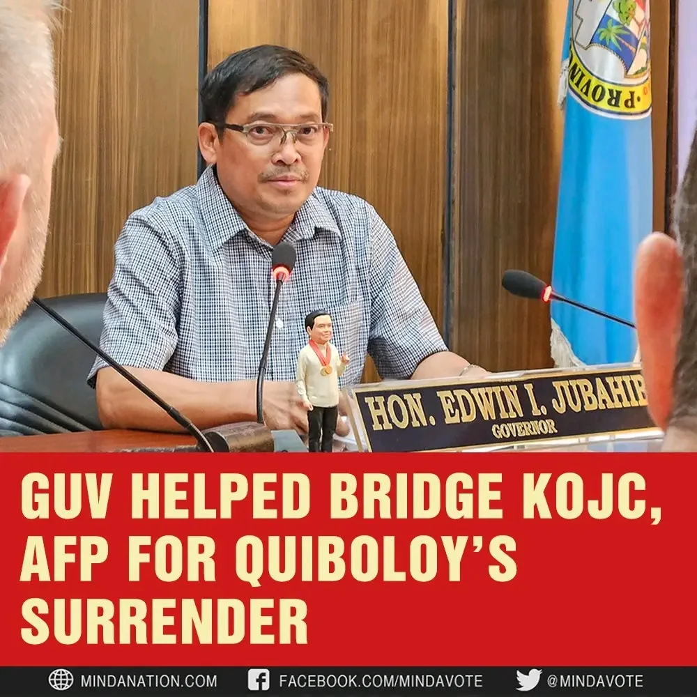 Davao del Norte Govenor Edwin Jubahib has helped facilitate the negotiation for the surrender of Kingdom of Jesus Christ (KOJC) founder, Pastor Apollo