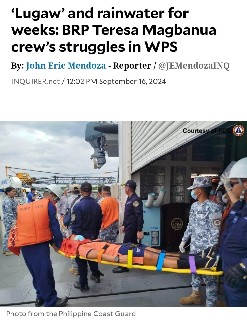 Lugaw' and rainwater for weeks: BRP Teresa Magbanua crew's struggles in WPS