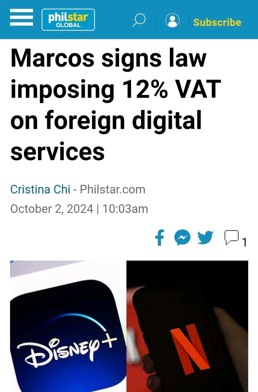 Narcos signs law imposing 12% VAT on Foreign Digital Service