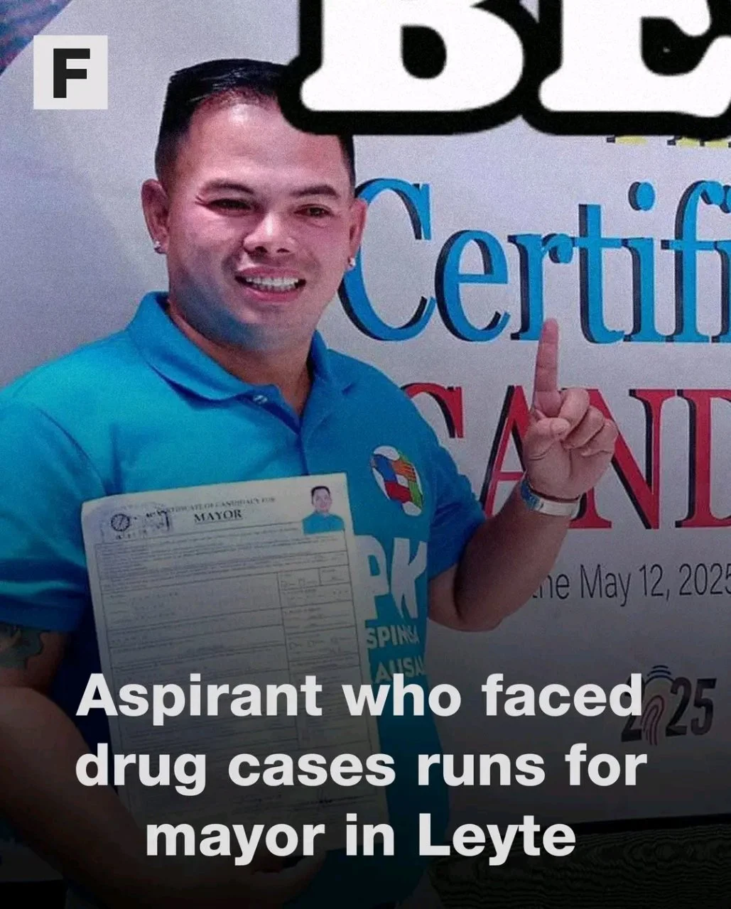 An aspirant who faced drug cases filed his Certificate of Candidacy (COC) in Leyte.