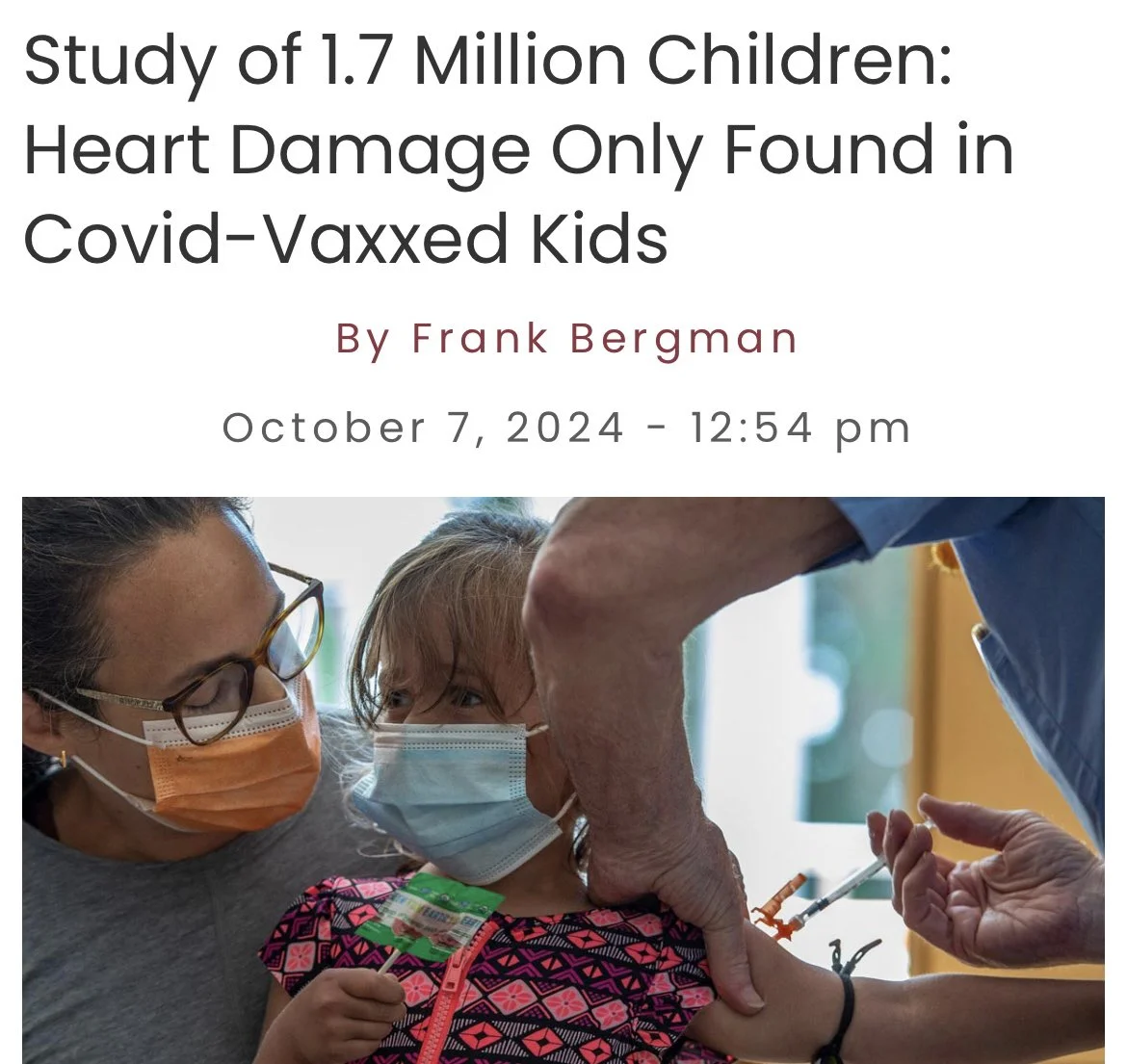 Study of 1.7m Children: Heart Damage only found in Covid-Vaccinated Kids