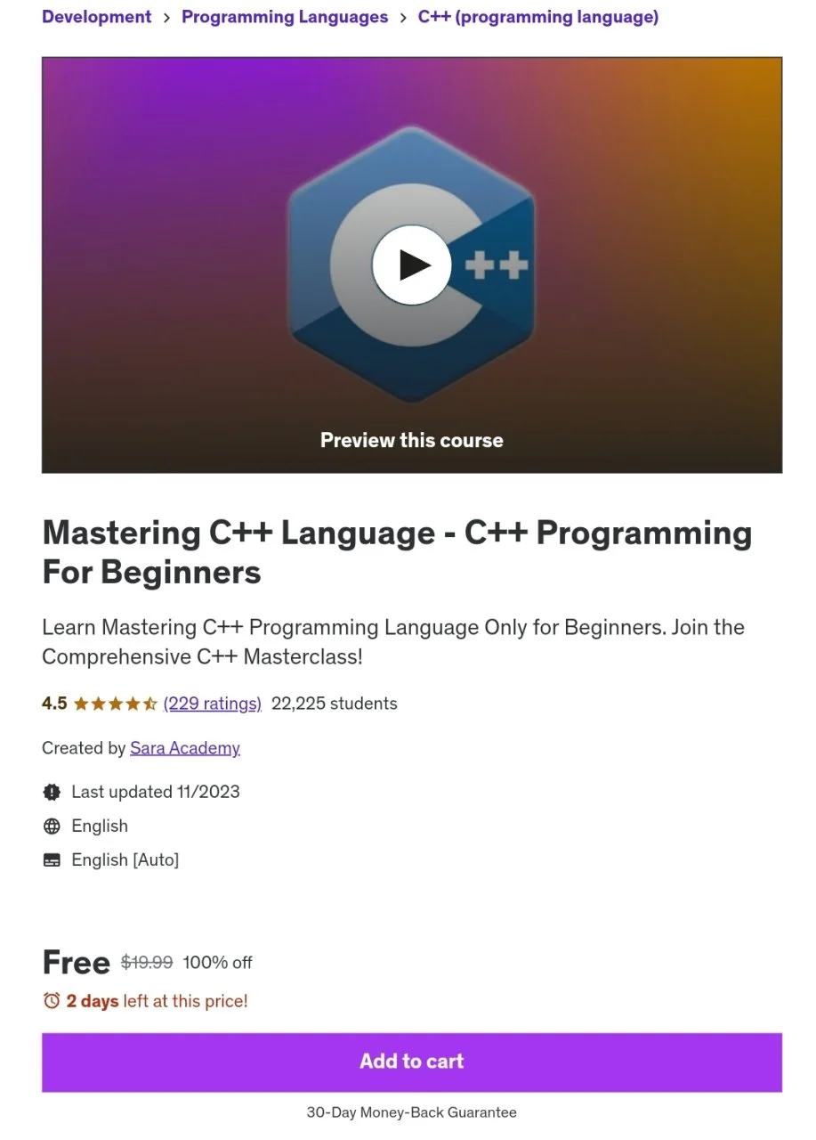 [UDEMYLIMITED] Mastering C++ Language - C++ Programming For Beginners
