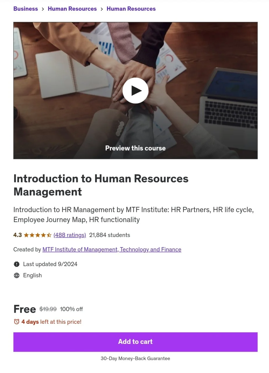 [UDEMY LIMITED] Introduction to Human Resources Management