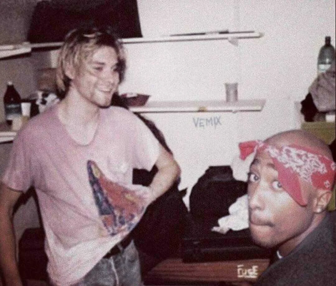 Rare photo of kurt cobain ang tupac shakur