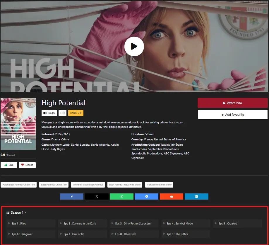 High Potential | Up-to-date, s1 ep 1-9 | No download required