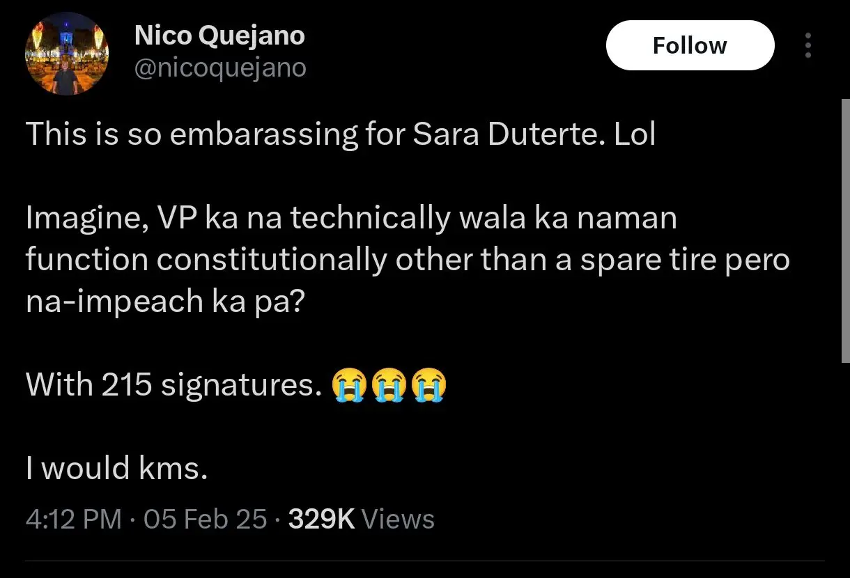 Wala na ngang function tapos i-impeach ka pa ...