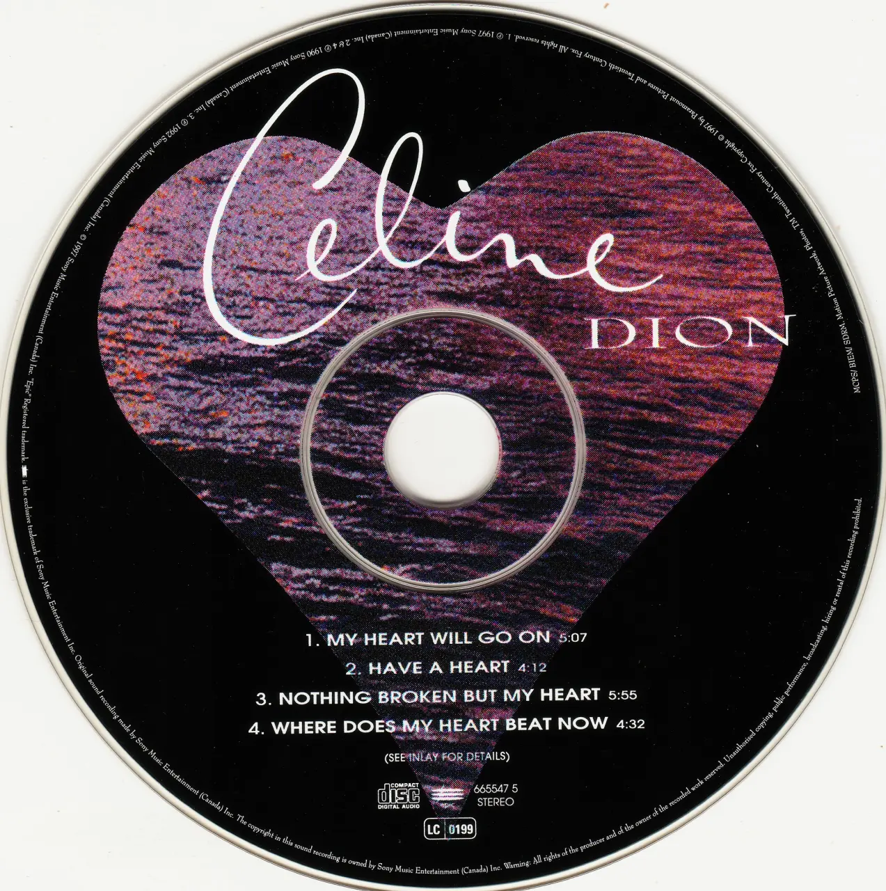 Celine Dion - My Heart Will Go On (Epic, 6655475, Austria)
