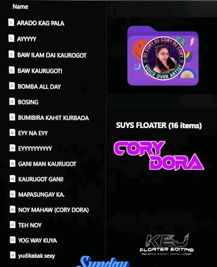 DJ CORY SUYS FLOATER (16 ITEMS) KEJ FLOATER EDITING