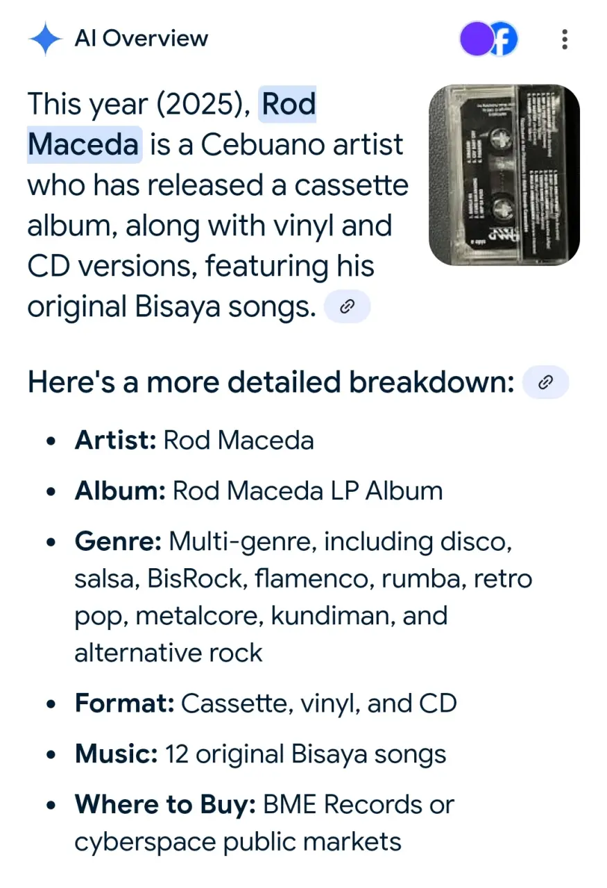 Rod Maceda very first Bisaya Cebuano artist to release an LP album on cassette tape in the ye...webp
