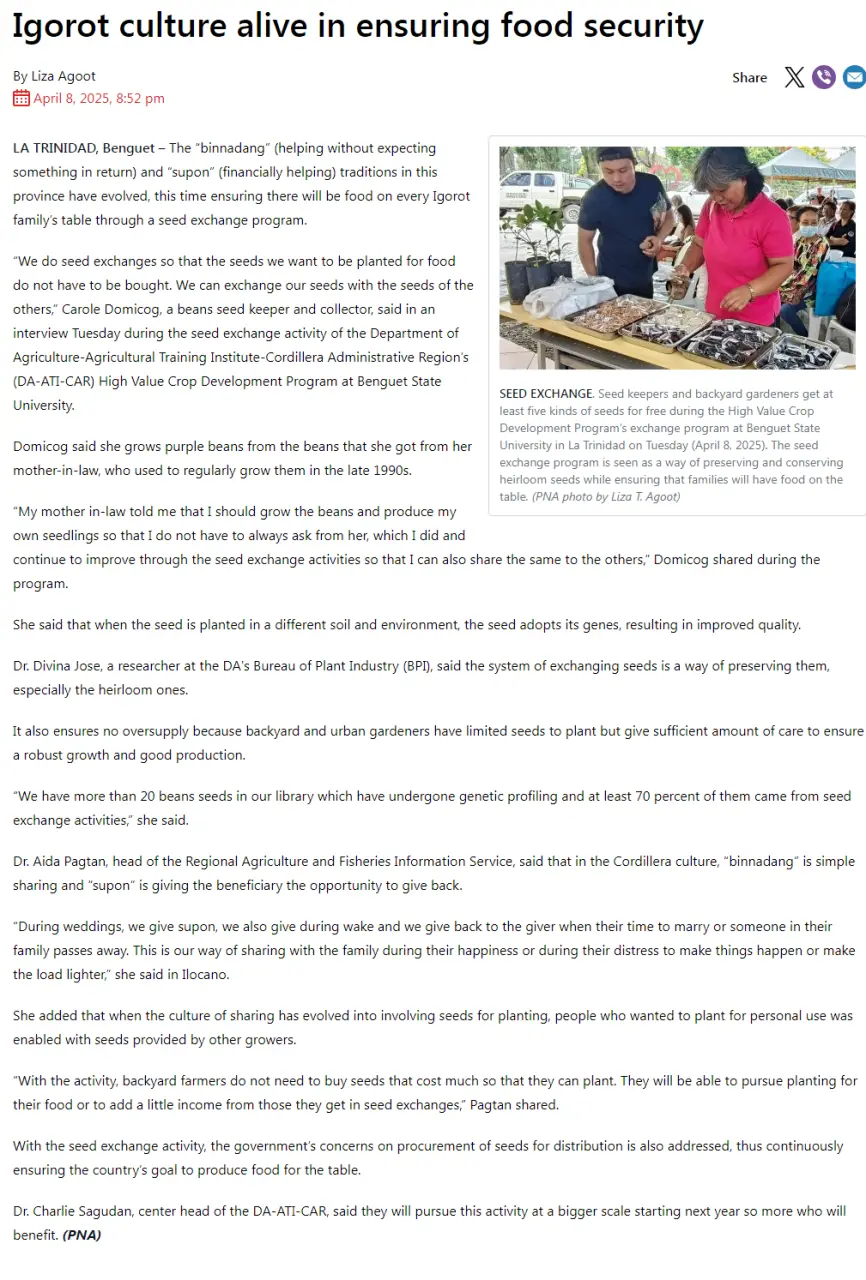 Igorot culture alive in ensuring food security