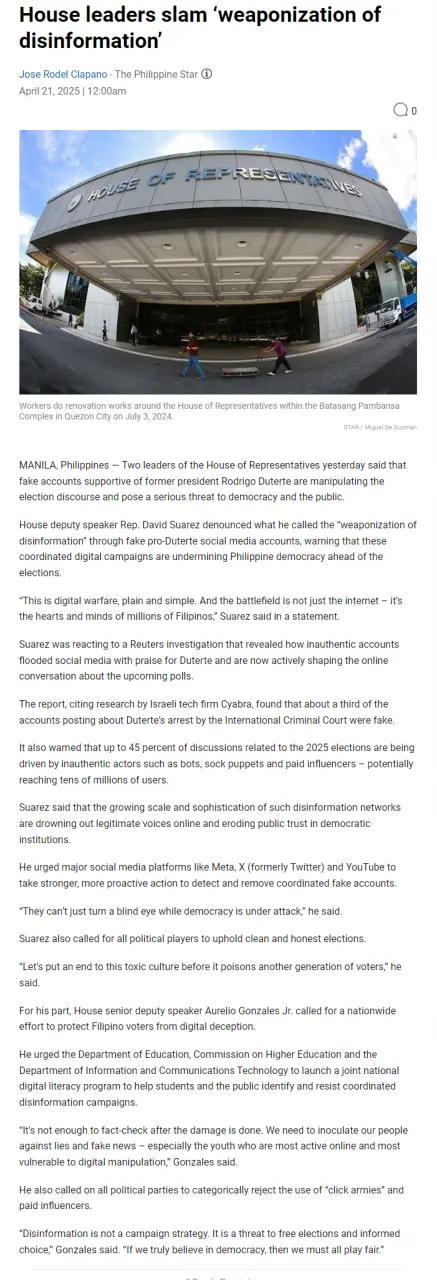 House leaders slam weaponization of disinformation'