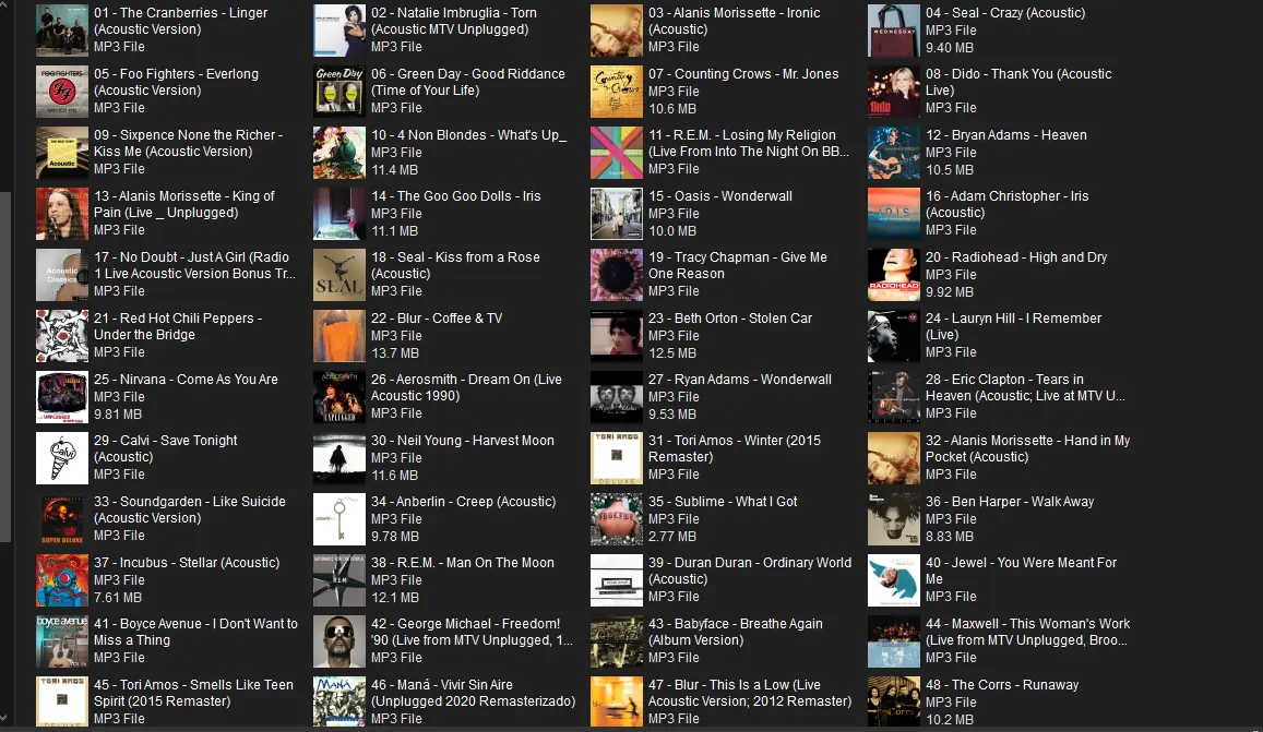 50 Tracks 90's Acoustic Hits HQ