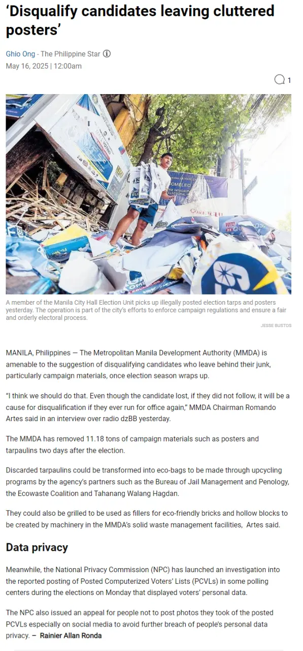 Disqualify candidates leaving cluttered posters'