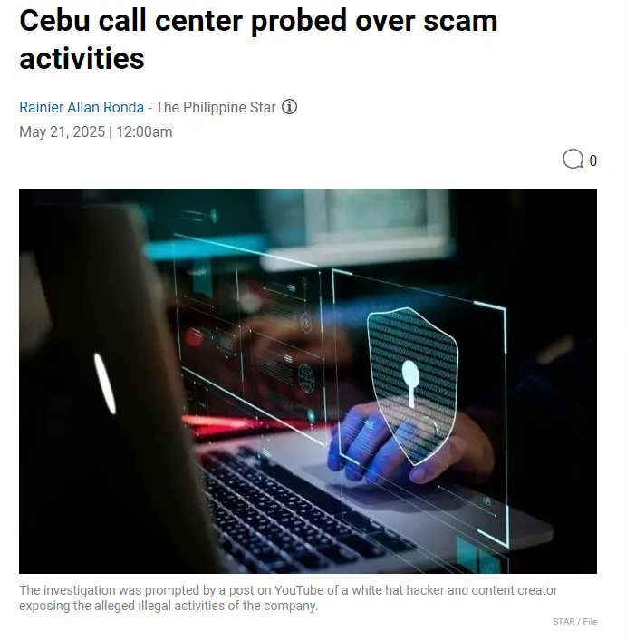 Cebu call center probed over scam activities
