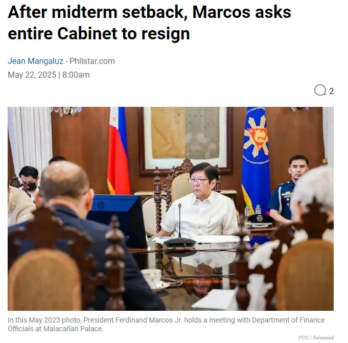 After midterm setback, Marcos asks entire Cabinet to resign