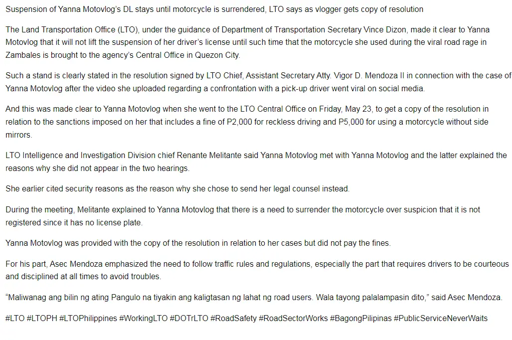suspension-of-yanna-motovlogs-dl-stays-until-motorcycle-is-surrendered p2.webp