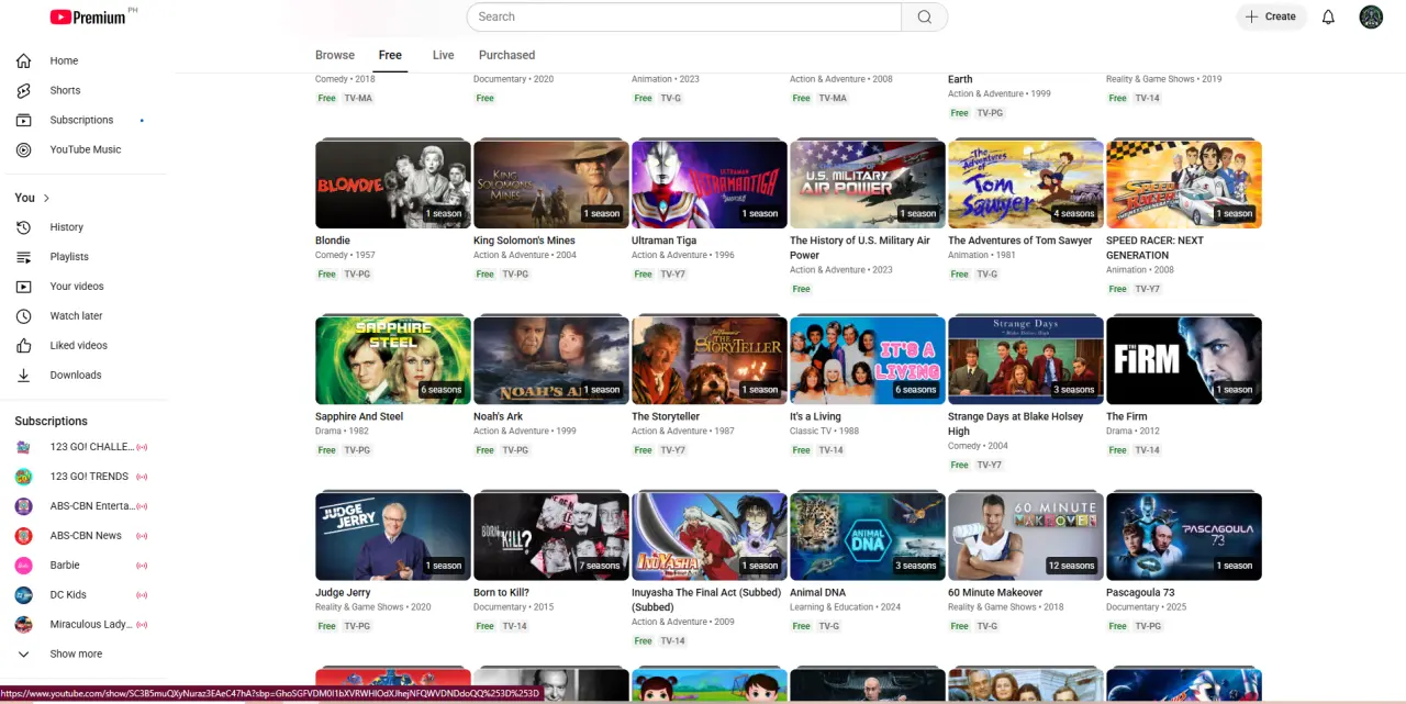 Youtube Movies and Series Free